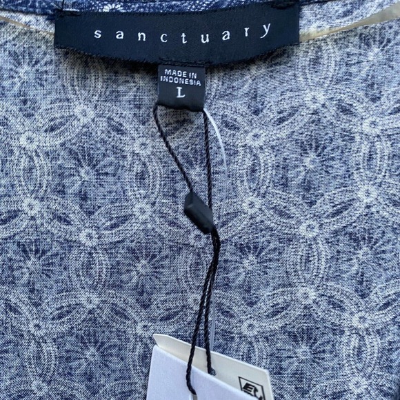 Sanctuary Women's Romper Size L Naomi Printed Pintuck Navy - Picture 6 of 10